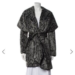 Diane Von Furstenberg Gray Leopard Print Coat